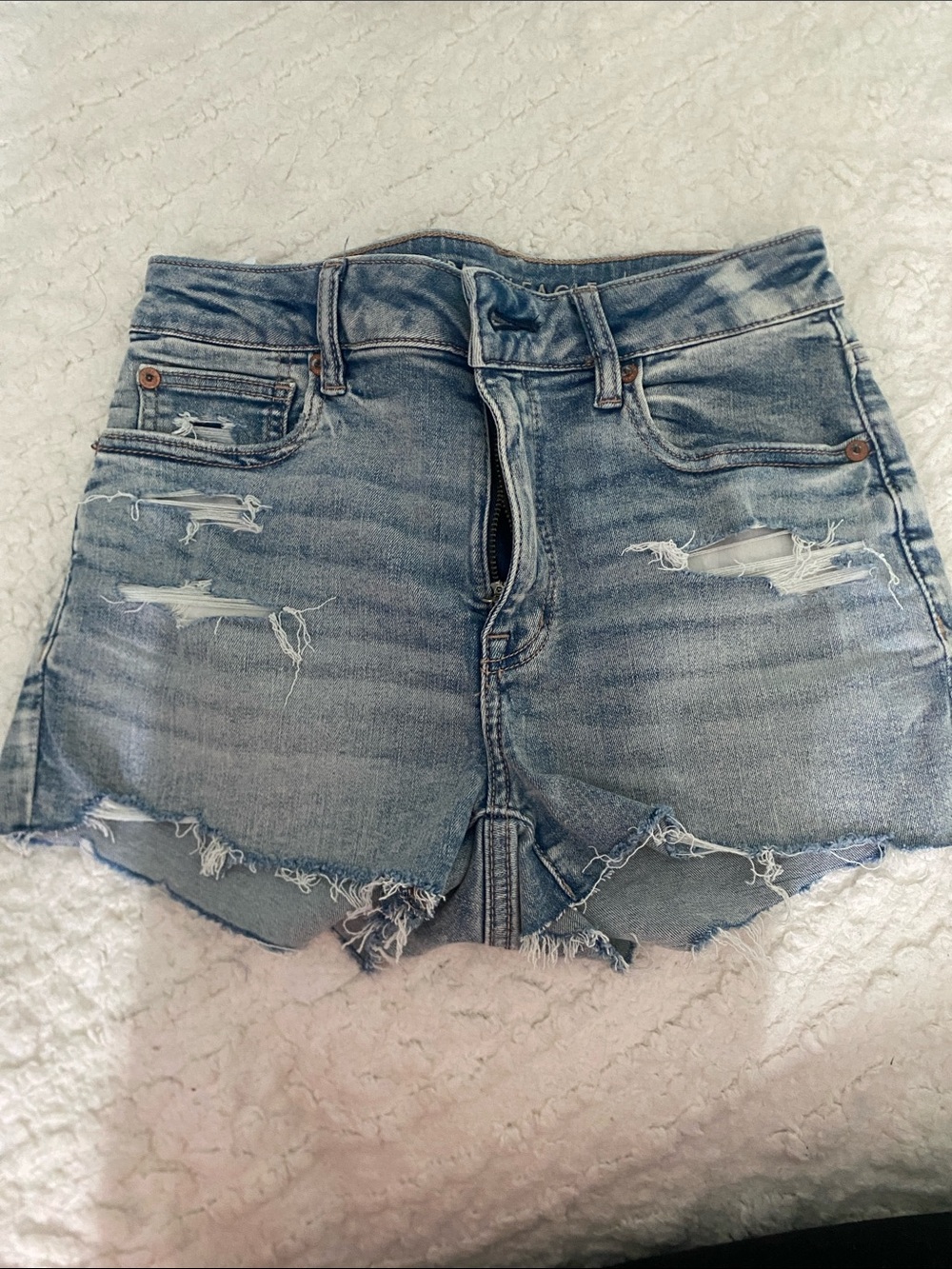 American Eagle Outfitters Light Blue Distressed Denim Shorts